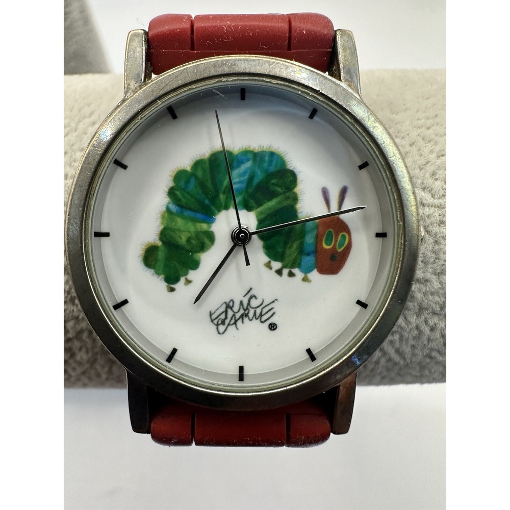 Eric Carle Hungry Caterpillar Watch New Battery‎ 33MM 8" Red Silicone Band Rare